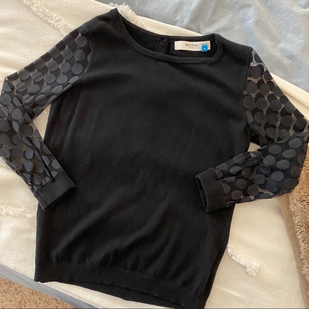 Anthro Sparrow polka dot sleeve sweater